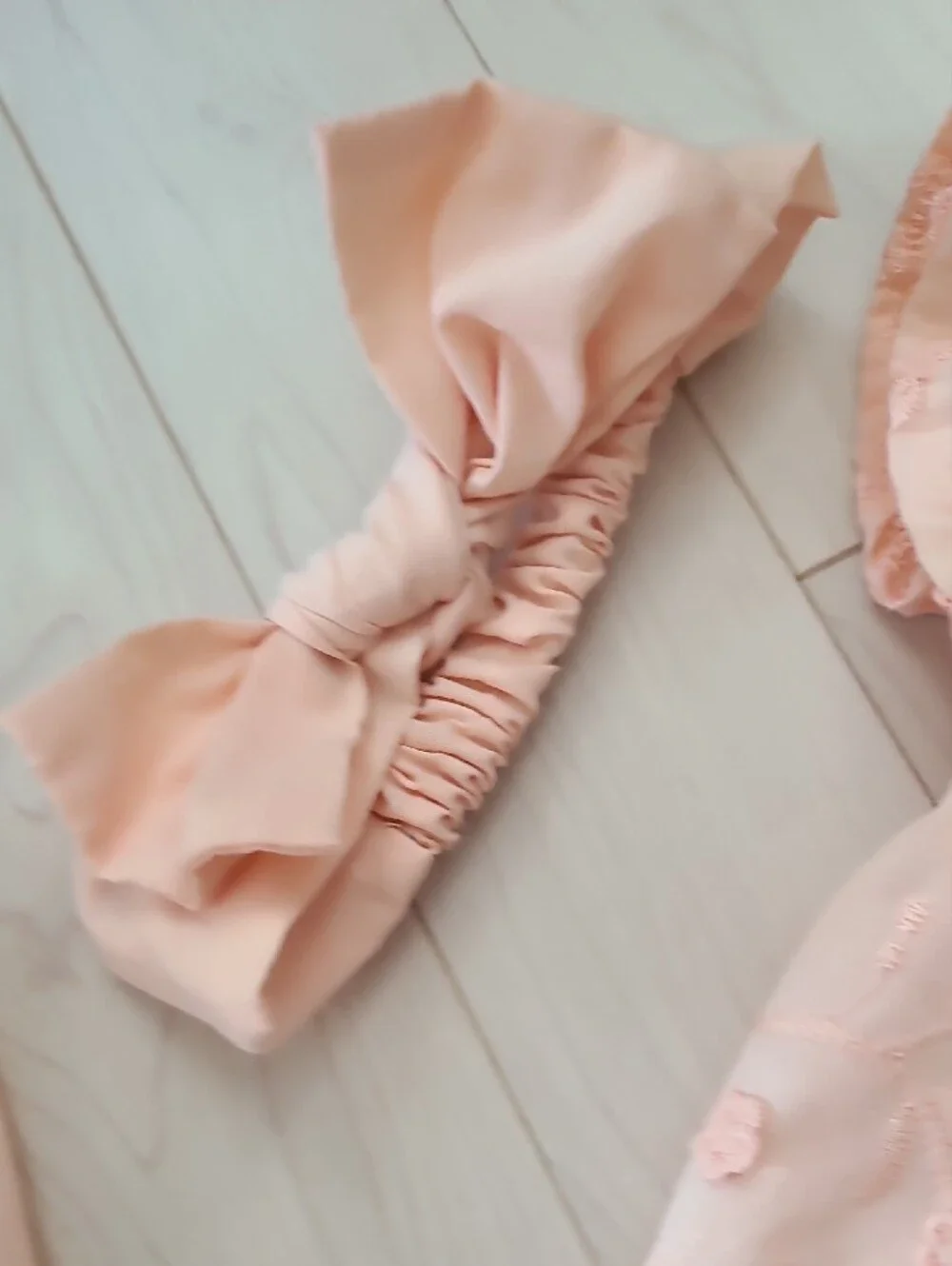 Peach Ruffle Floral Baby Dress with Matching Headband and Bloomers